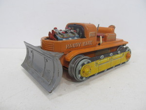lot 52 image: Vintage Nomura Japanese Tin Litho HANDY HANK Bulldozer Toy