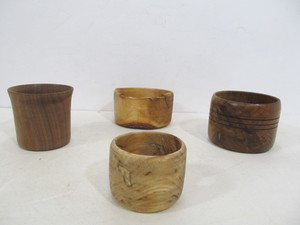 lot 73 image: 4 Artist Signed Lathe Turned Burl Wood etc Bowls