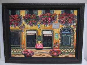 lot 187 image: Framed Signed Italian Street Scene Oil on Canvas Painting