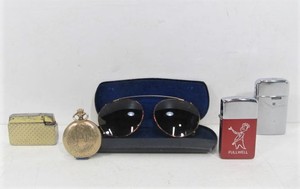 lot 127 image: Group Including Vintage Pocket Watch Sunglasses & Lighters