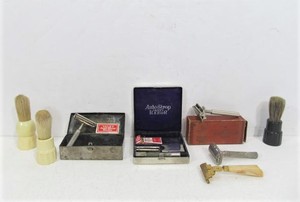 lot 128 image: Group of Old Safety Razors Brushes etc