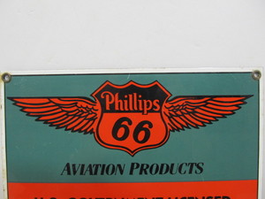 lot 280 image: Vintage Style Ande Rooney PHILLIPS 66 Aviation Products Porcelain Sign