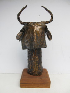 lot 244 image: Mid Century 1960s Abraham Habbah (1928-1998) Signed Large Hammered Copper Sculpture