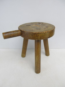 lot 245 image: Primitive Antique Milking Stool wHandle