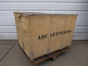 lot 289 image: Vintage 1950s Rolling Canvas Laundry or Mail Cart