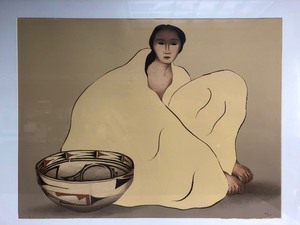 lot 298 image: Original 1980 Signed Numbered R.C. GORMAN Stone Lithograph - Zuni Woman With Pot