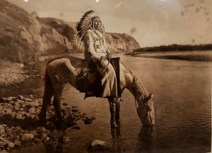 lot 299 image: Original 1926 Bow River Blackfoot Indian Photogravure by Edward Curtis