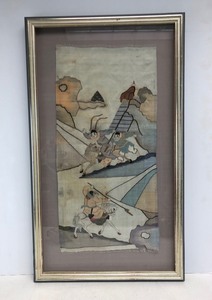 lot 253 image: Old Antique Original Oriental Framed Silk Artwork