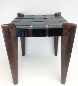 lot 175 image: Excellent Quality Mid Century Woven Leather Strap StoolOttoman 