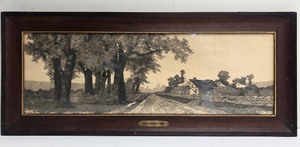 lot 93 image: Antique ERNEST C. ROST Etching - Connecticut Farm wOriginal Frame