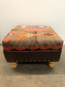 lot 304 image: Retro Vintage Hand Made Kilim Top Ottoman