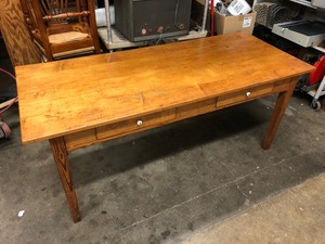 lot 200 image: Large Old Vintage 4-Drawer Pine Library Table