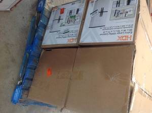 lot 23 image: PALLET WITH 4 HDX 35 in. W 4 Shelf Plastic Multi-Purpose Cabinet in Gray