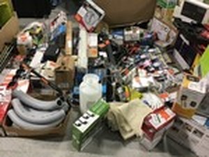 lot 42 image: PALLET WITH ASSORTED TOOLS AND INDOOR SUPPLIES SEE PICS