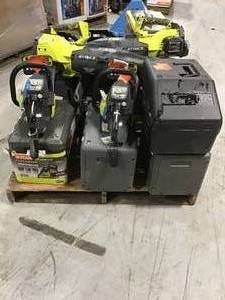 lot 53 image: PALLET OF RYOBI OUTDOORLAWN CARE ASSORTED TOOLS