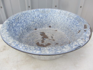 Antique Blue Enamel Basin