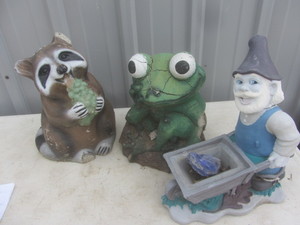 Cement Raccoon & Frog