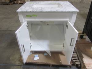lot 308 image: White Bathroom Vanity Cabinet With Top - 31 x 22 x 35 2140430