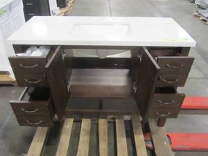 lot 309 image: allen  roth Kingscote Espresso Single Sink Vanity with White Engineered Stone Top WSL48RVE