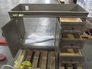 lot 313 image: Home Decorators Collection Naples 48 in. W Vanity Cabinet Only in Distressed Grey NADGA4821D