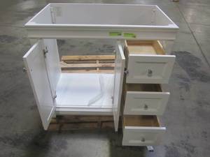 lot 318 image: Foremost Naples 36 in. W Bath Vanity Cabinet Only in White with Right Hand Drawers NAWA3621D