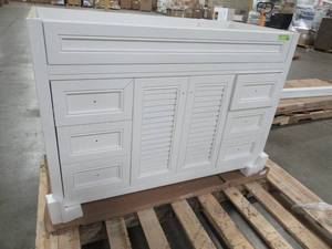 lot 407 image: Home Decorators Collection Bayridge 49 in. W x 22 in. D Bath Vanity in White - Missing Top