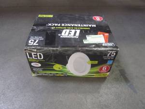 lot 854 image: Feit Electric 75-Watt Equivalent Soft White 56 in. White Baffle-Trim Recessed Retrofit Downlight Dimmable LED Module, 90 CRI (6-Pack) LEDR56927MP6