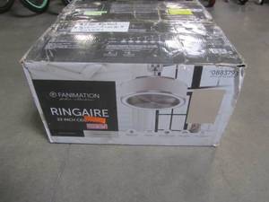lot 893 image: Fanimation Studio Collection 23-in Chrome LED Indoor Downrod Ceiling Fan with Light Kit and Remote (3-blade) LP8405LCH