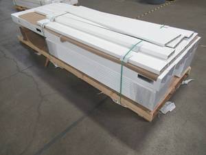 lot 412 image: Weatherables Pembroke White Vinyl Privacy Fence Panel Kit (Not Sure How Many Panels Can Be Made When Assembled)
