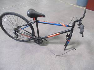 lot 767 image: 700C Mongoose Hotshot Mens Bike, Black  Orange, R5726WMB - For PartsRestore