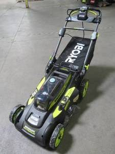 lot 773 image: Ryobi 20 in. 40-Volt 6.0 Ah Lithium-Ion Battery Brushless Cordless Walk Behind Self-Propelled Lawn Mower with Charger Included - New Out of Box