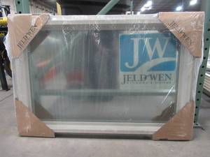 lot 600 image: Jeld-wen 36 X 24 X 1 78 Wall. Desert Sand Vinyl Fixed Picture Window V30005. - NEW