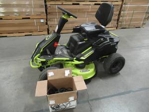 lot 2 image: RYOBI RM480e 38 in. Battery Electric Riding Lawn Mower - Includes Charger.