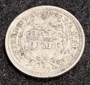 1853 US HALF DIME XF