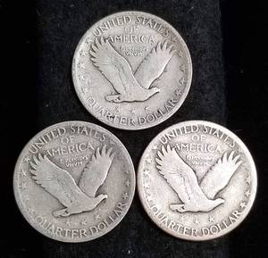 3 STANDING LIBERTY QUARTERS 1927 1928 1928-D