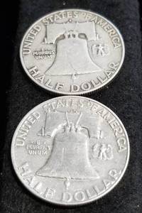 2 FRANKLIN HALF DOLLARS 1954-D 1963-D