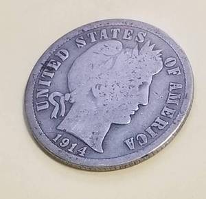 4 BARBER DIMES 1907 1914 1914-S 1916-S