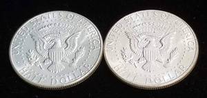 2 BU-UNC 1964 KENNEDY SILVER HALF DOLLARS