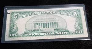 1953-A US BLUE SEAL $5 CURRENCY SILVER CERTIFICATE