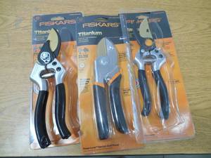 lot 50 image: (3) Fiskars 34 in. Cut Capacity Titanium Coated Blade, PowerGear 2 Bypass Pruner
