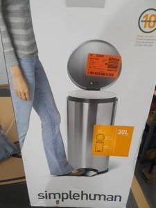 lot 68 image: simplehuman 30-Liter Fingerprint-Proof Brushed Stainless Steel Round Step-On Trash Can