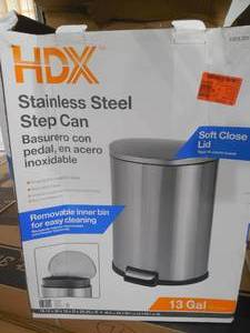 lot 118 image: HDX 13 Gal. Stainless Steel Step-On Trash Can