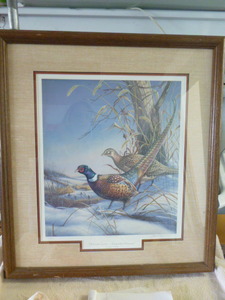 lot 44 image: Uninvited Guests - Ringnecked Pheasants by James Am Meger