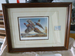 lot 50 image: 1986 Pheasant Habitat Print and Stamp by James A. Meger