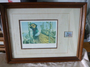 lot 52 image: 1984 Pheasant Habitat Print and Stamp by Mario Fernandez