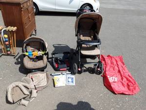 lot 77 image: Eddie Bauer Travel System Stroller, Car Seat, Extra Base & More
