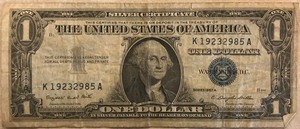 1957 A $1 Silver Certificate - # K 19232985 A