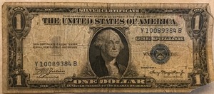 1935 A $1 Silver Certificate - # Y 10089384 B