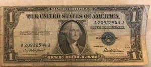 1935 F $1 Silver Certificate - # A 20922544 J