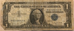 1957 A $1 Silver Certificate - # H 65466910 A
